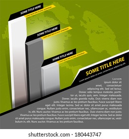 Abstract vector green background with business graph and continents