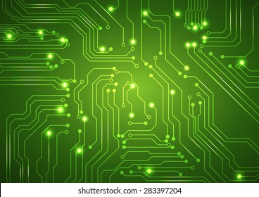 abstract vector green background with high tech circuit board