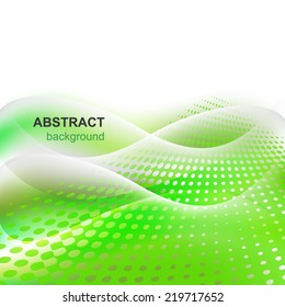Abstract vector green background with shiny and halftone effect/vector illustration