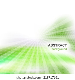 Abstract vector green background with shiny and halftone effect/vector illustration