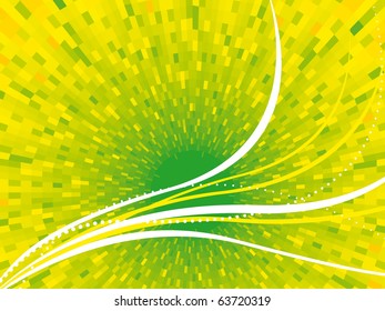 Abstract vector green background with wave elements