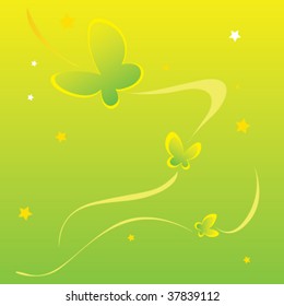 Abstract vector green butterfly background