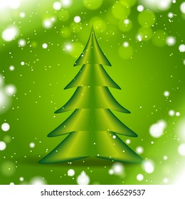 Resumen de árbol de navidad verde vectorial con fondo amarillo