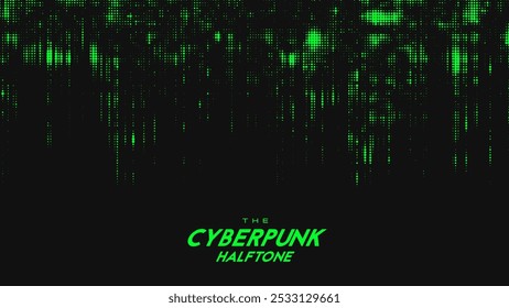 Abstractas Vector verde cyberpunk halftone onda de sonido. Elemento de textura punteada rayada.