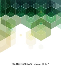 Abstract vector green geometric background. hexagons