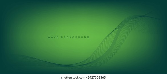 Abstract vector green gradient background with waves.