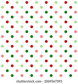 Abstract vector green and red  small circle dot geometric seamless tile pattern on white  background colorful color Christmas and happy new year theme