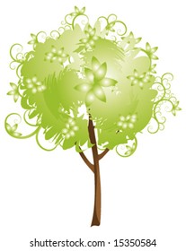 Abstract vector green tree with leaves
