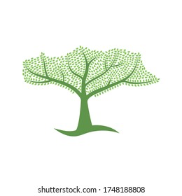 Abstract vector green tree on white background. Stock illustration
