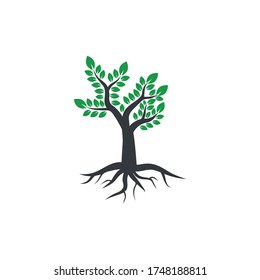 Abstract vector green tree on white background. Stock illustration