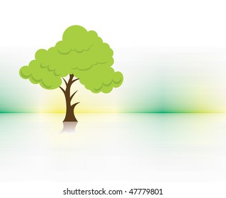 abstract vector green tree on eco background , vector illustration, No mesh in this Vector
