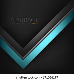 Abstract vector green turquoise arrow corner triangle direction on black space design modern background vector illustration.