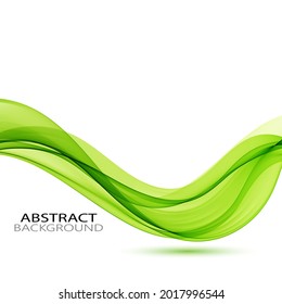 Abstract vector green wave background, design element