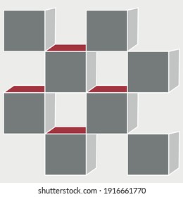 Abstract vector grey and red blocks