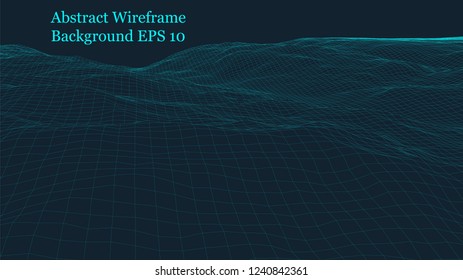 Abstract vector grid background. Polygonal wireframe grid vector. 3d isolated shaped grid illustration.