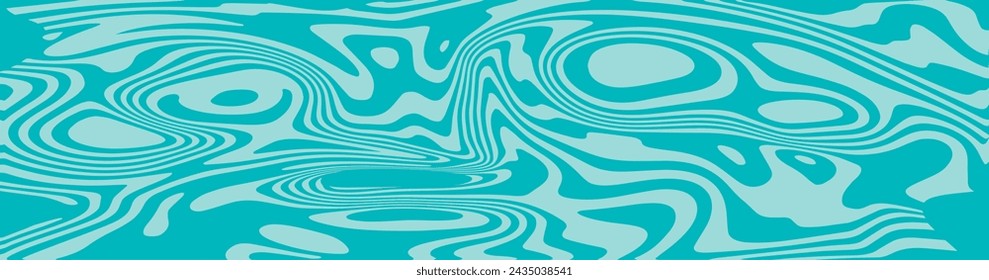 Vector abstracto groovy banner psicodélico onda de playa. Playa de verano colorido trippy y2k retorcido simple geométrico abstracto fondo líquido.  Verano azul marino funky textura fluida remolino patrón de giro