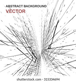 Abstract vector grunge background element. Vertical 3d composition of two infinite distorted grids. 