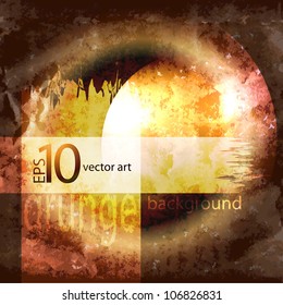 abstract vector grunge background with a geometrical ornament
