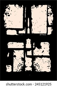 Abstract vector grunge background. Monochrome composition of irregular geometric elements. Created using handmade camera-less photograph.