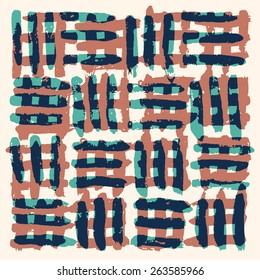 Abstract vector grunge background. Three-tone pattern composition of irregular diffused elements. Created using handmade watercolor painting.