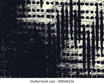 Abstract vector grunge background. Two-tone handmade based composition of irregular geometric overlapping shapes.