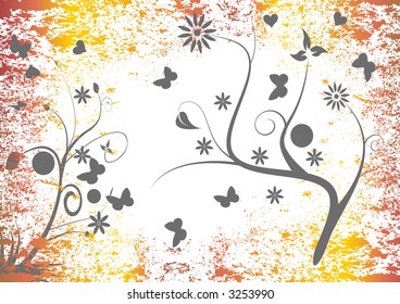 abstract vector grunge floral design