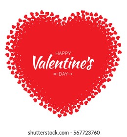 Abstract Vector Grunge Heart Frame with small red Hearts for Design Valentines Day card Background. Wedding Invitation Card. Vector illustration EPS10. Logo emblem for health care, medical, treatment.