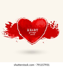 Abstract vector grunge heart symbol design. Love concept.