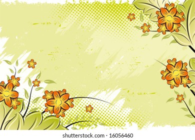 Abstract Vector grunge painted floral background image