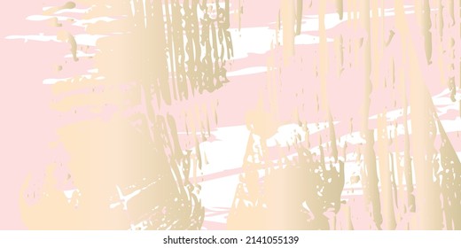 Abstract vector grunge patina effect pastel colored gold  texture. Isolated paint strokes under clipping mask for easy editing. 