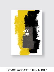 Abstract vector grunge pattern. Yellow black brush strokes on white background. Art graffiti illustration for wallpaper, prints, wrapping paper, textile
