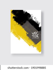 Abstract vector grunge pattern. Yellow black brush strokes on white background. Art graffiti illustration for wallpaper, prints, wrapping paper, textile