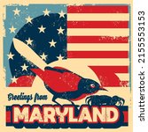 An abstract vector grunge poster illustration on Greetings from Maryland