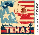 An abstract vector grunge poster illustration on Greetings from Texas
