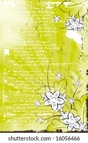 Abstract Vector grunge retro painted floral background