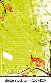 Abstract Vector grunge retro painted floral background