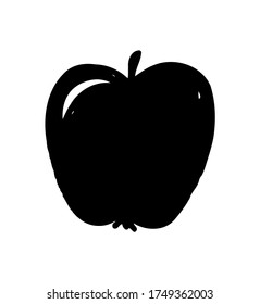 Abstract vector grunge silhouette drawing of an Apple.Black and white fruit illustration .Print design for t-shirts.