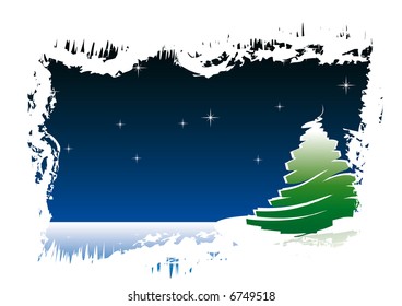 Abstract vector of a grungy christmas tree