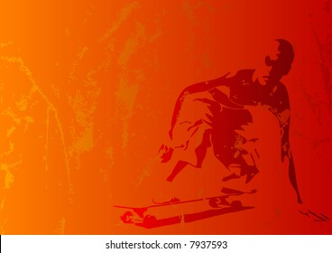 Abstract vector of a grungy skaterboy