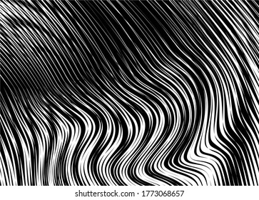 
Resumen del cabello vectorial de delgadas líneas blancas retorcidas sobre un fondo negro. Patrón vectorial moderno