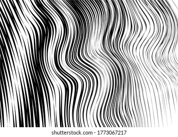 
Resumen del cabello vectorial de delgadas líneas blancas retorcidas sobre un fondo negro. Patrón vectorial moderno