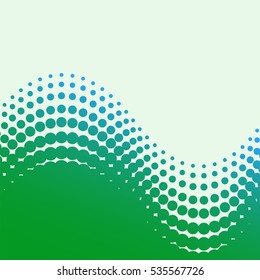 abstract vector halftone background - green and blue wave