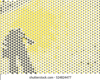 Abstract vector halftone background. Human shadow silhouette made of triangles