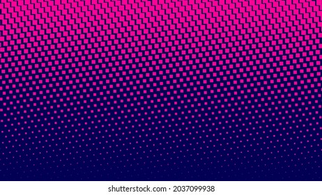 Abstract Vector Halftone Background With Square. Pattern Design Elements With Pink And Blue Gradient.