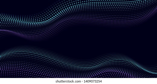 Abstract vector halftone dots. Halftone wave dots background.
