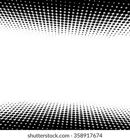 Abstract vector halftone effect frame. Black dots on white background. 