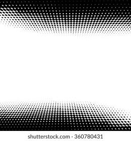 Abstract vector halftone effect frame. Black dots on white background. 