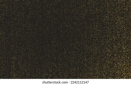 Abstract vector halftone golden textile texture. Graphic full frame backdrop with golden shiny sparkling dots.