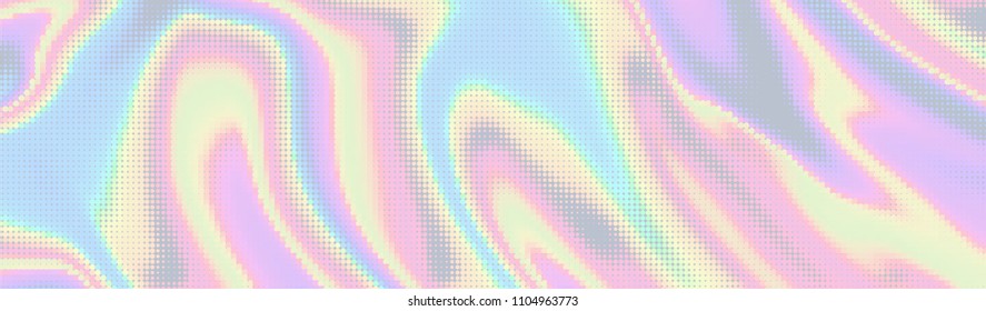 Abstract vector halftone vector, with pastel colors inspired from the 80s 90s aesthetics. Holographic halftone design.