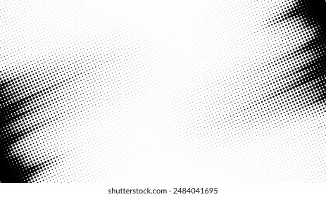 Abstract vector halftone tilted background with grainy stripes. Dotted texture and trendy halftone tonal gradation effect.